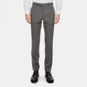 Theory Gray Silver Heather Cody Fine Wool Blend Straight leg Suit pants size 28